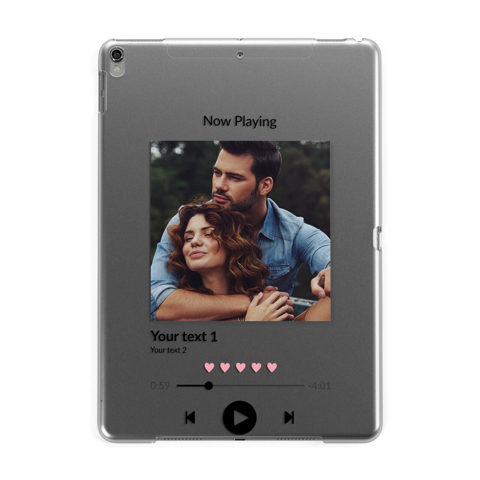 Personalised Photo Music Apple iPad Grey Case