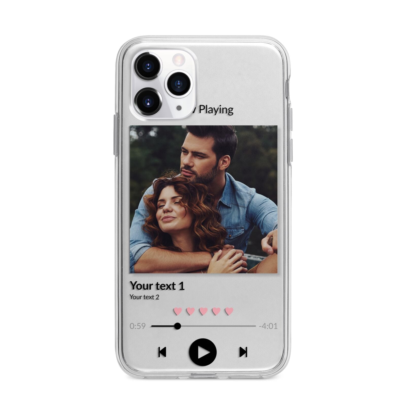 Personalised Photo Music Apple iPhone 11 Pro Max in Silver with Bumper Case