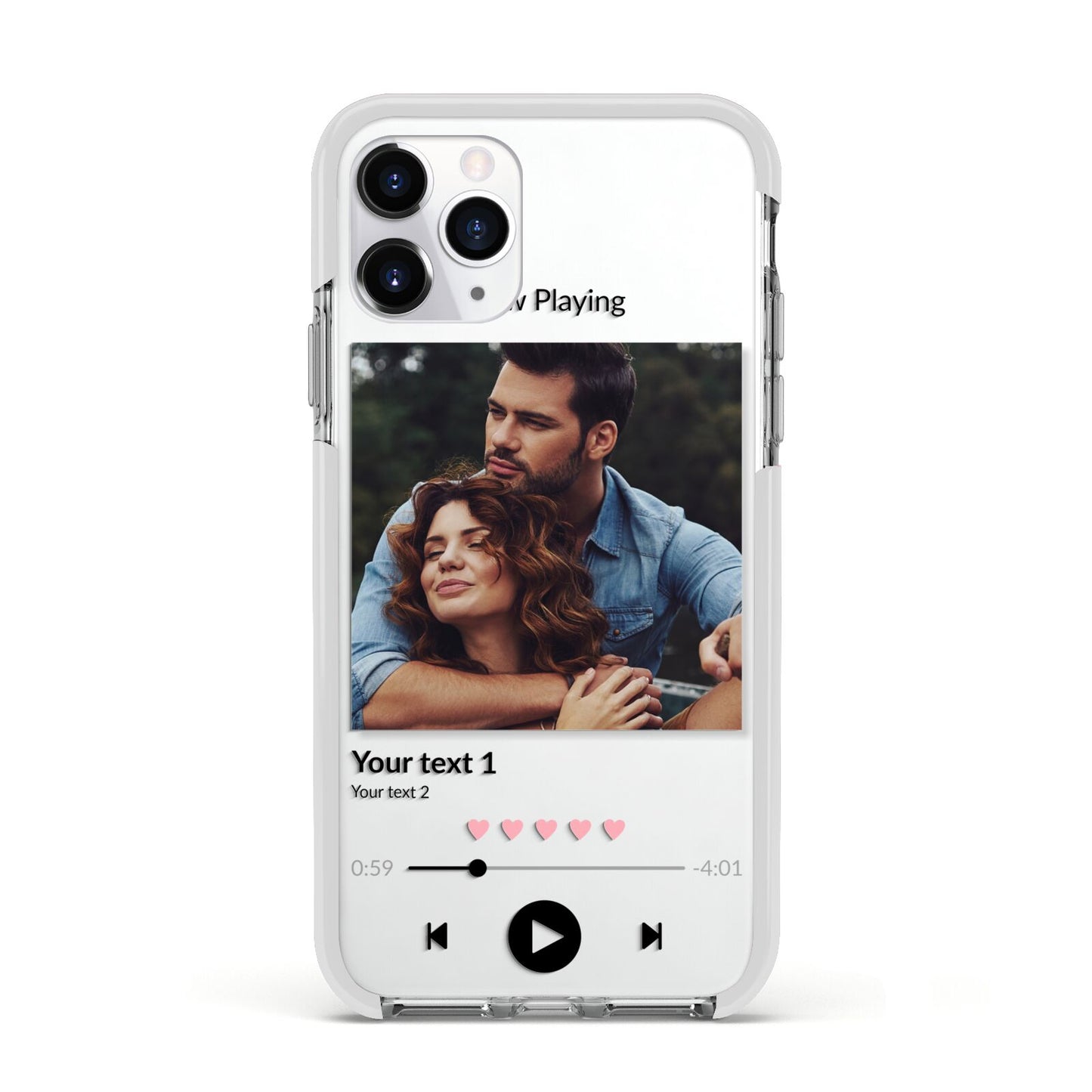 Personalised Photo Music Apple iPhone 11 Pro in Silver with White Impact Case