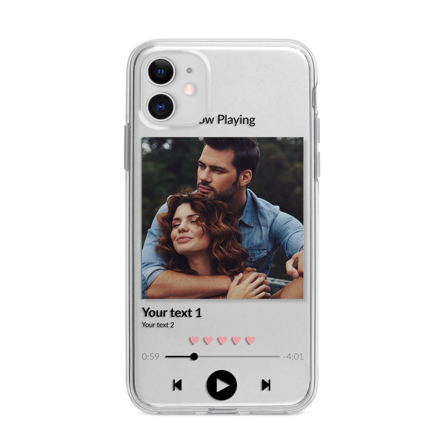 Personalised Photo Music Apple iPhone 11 in White with Bumper Case