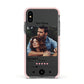 Personalised Photo Music Apple iPhone Xs Impact Case Pink Edge on Black Phone