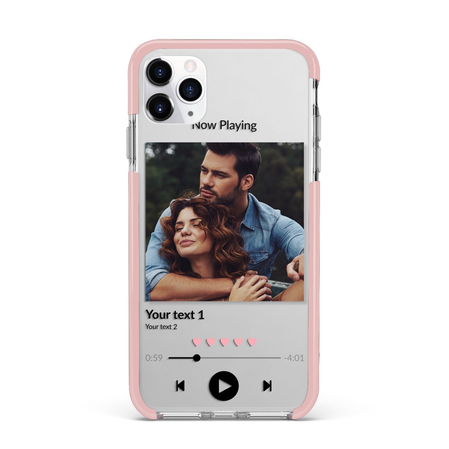 Personalised Photo Music iPhone 11 Pro Max Impact Pink Edge Case