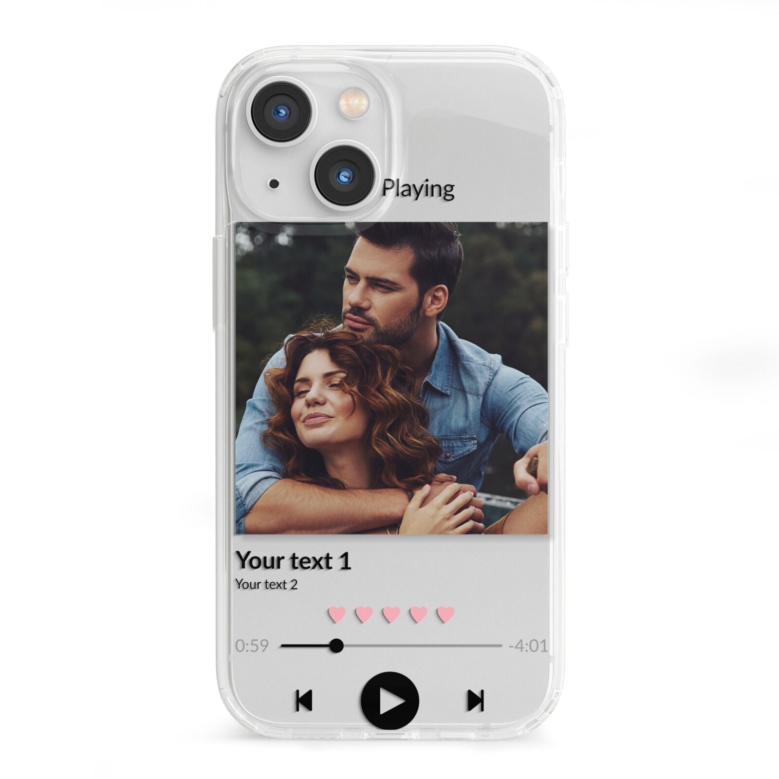 Personalised Photo Music iPhone 13 Mini Clear Bumper Case
