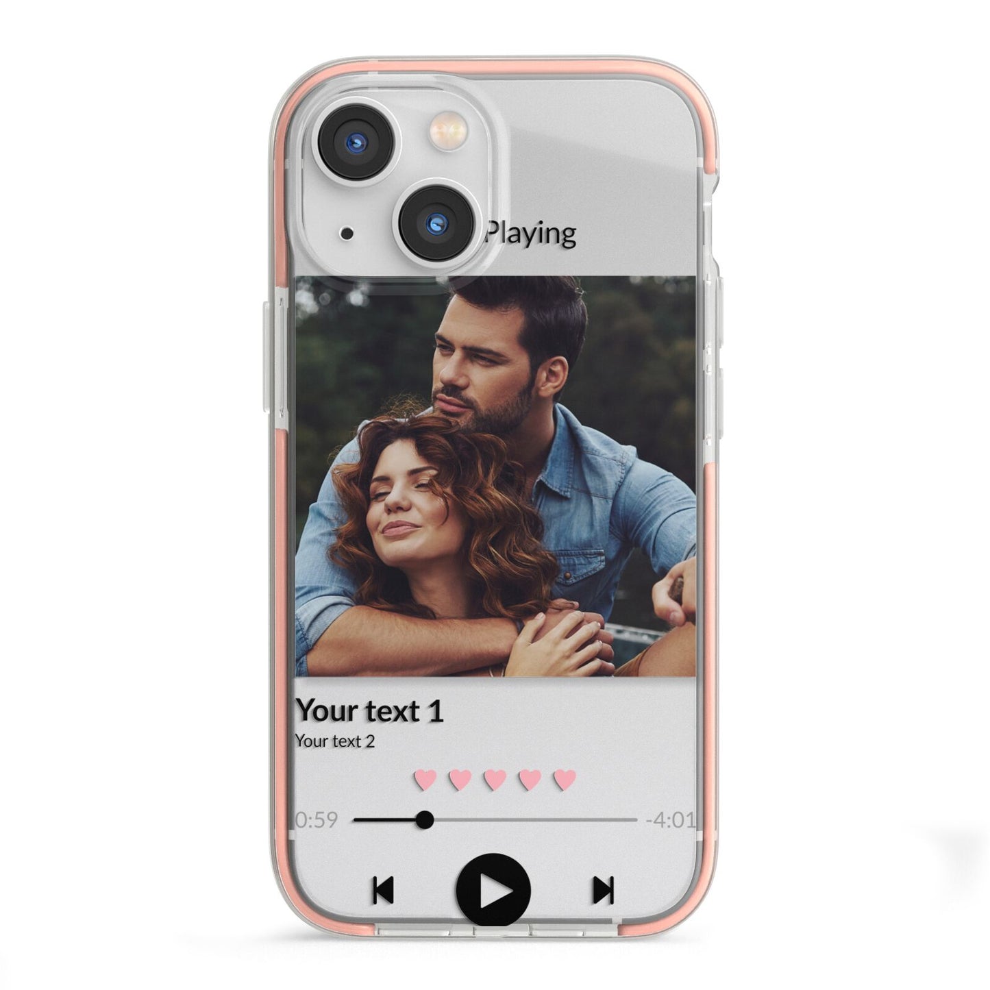 Personalised Photo Music iPhone 13 Mini TPU Impact Case with Pink Edges