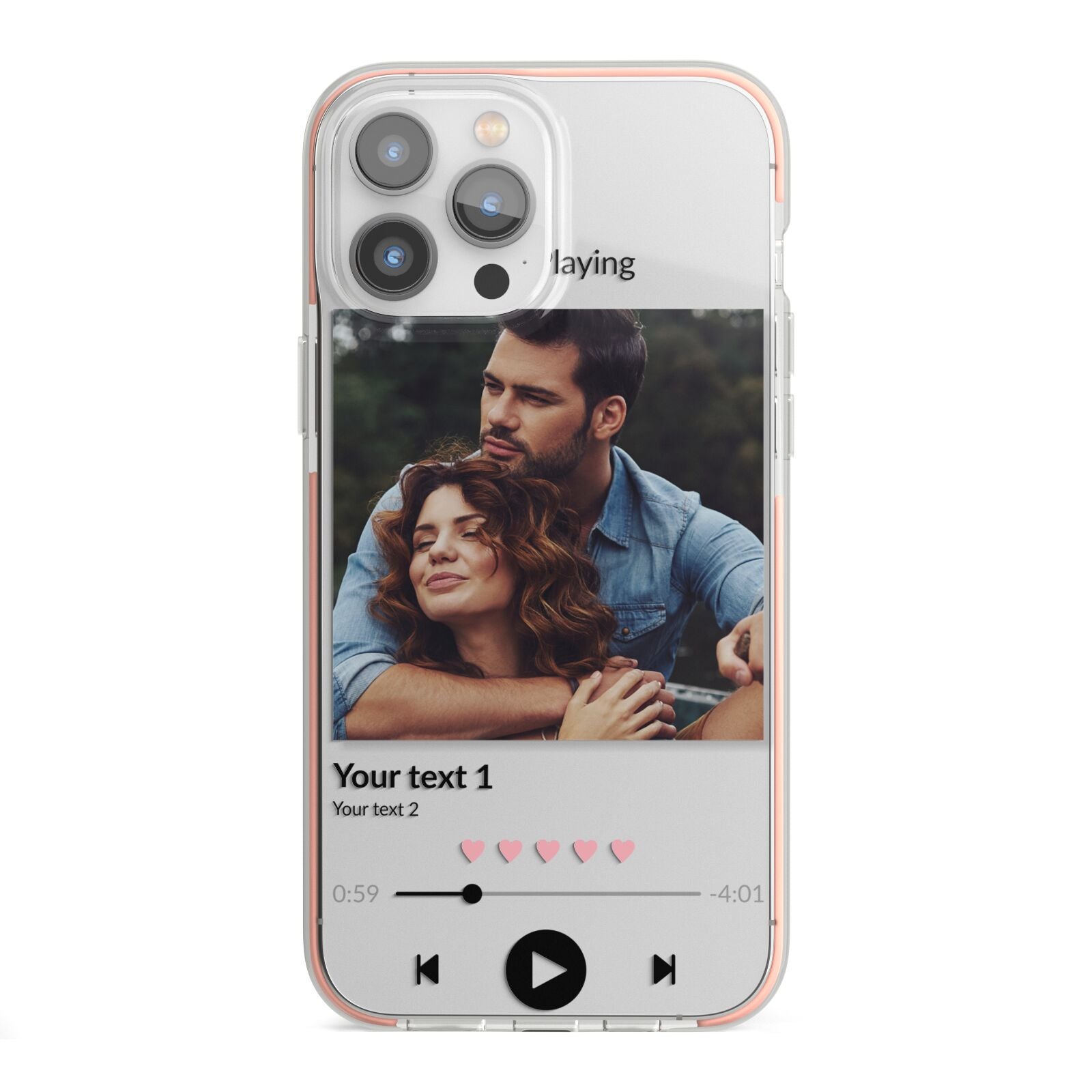 Personalised Photo Music iPhone 13 Pro Max TPU Impact Case with Pink Edges