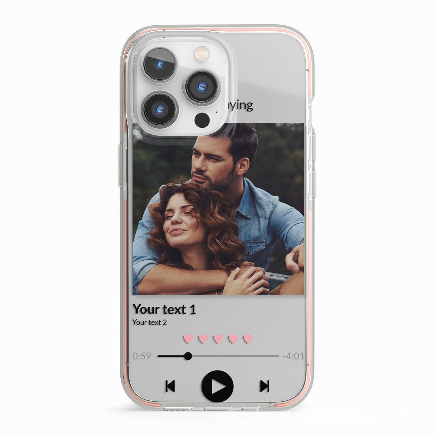 Personalised Photo Music iPhone 13 Pro TPU Impact Case with Pink Edges