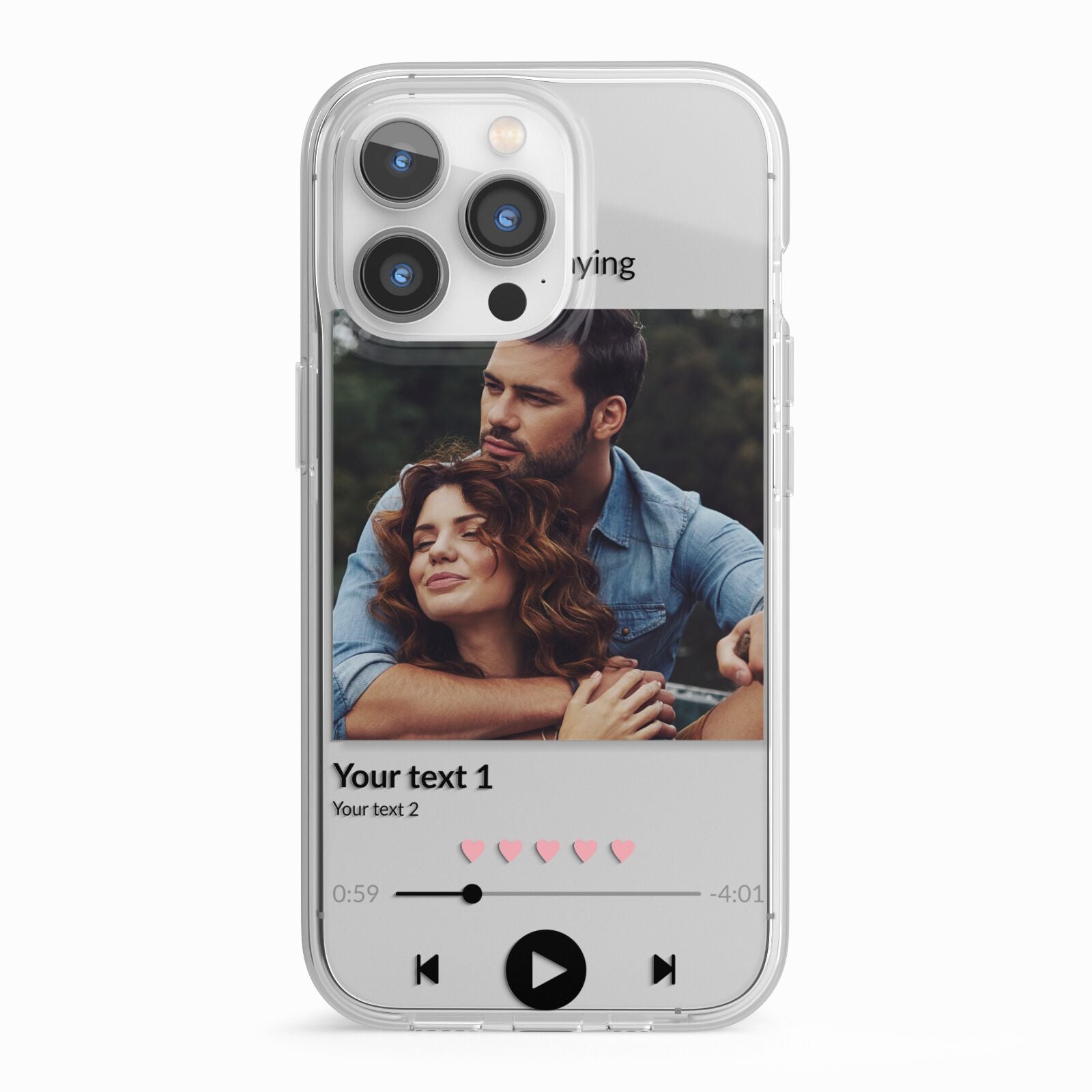 Personalised Photo Music iPhone 13 Pro TPU Impact Case with White Edges