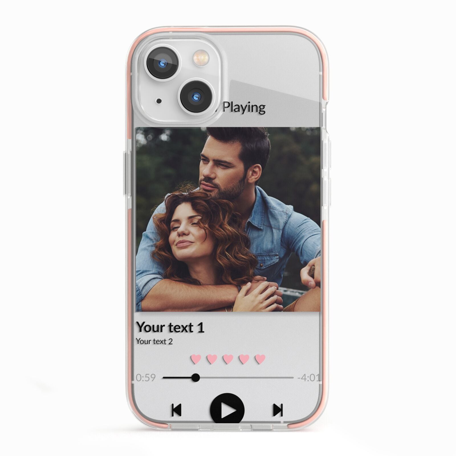 Personalised Photo Music iPhone 13 TPU Impact Case with Pink Edges