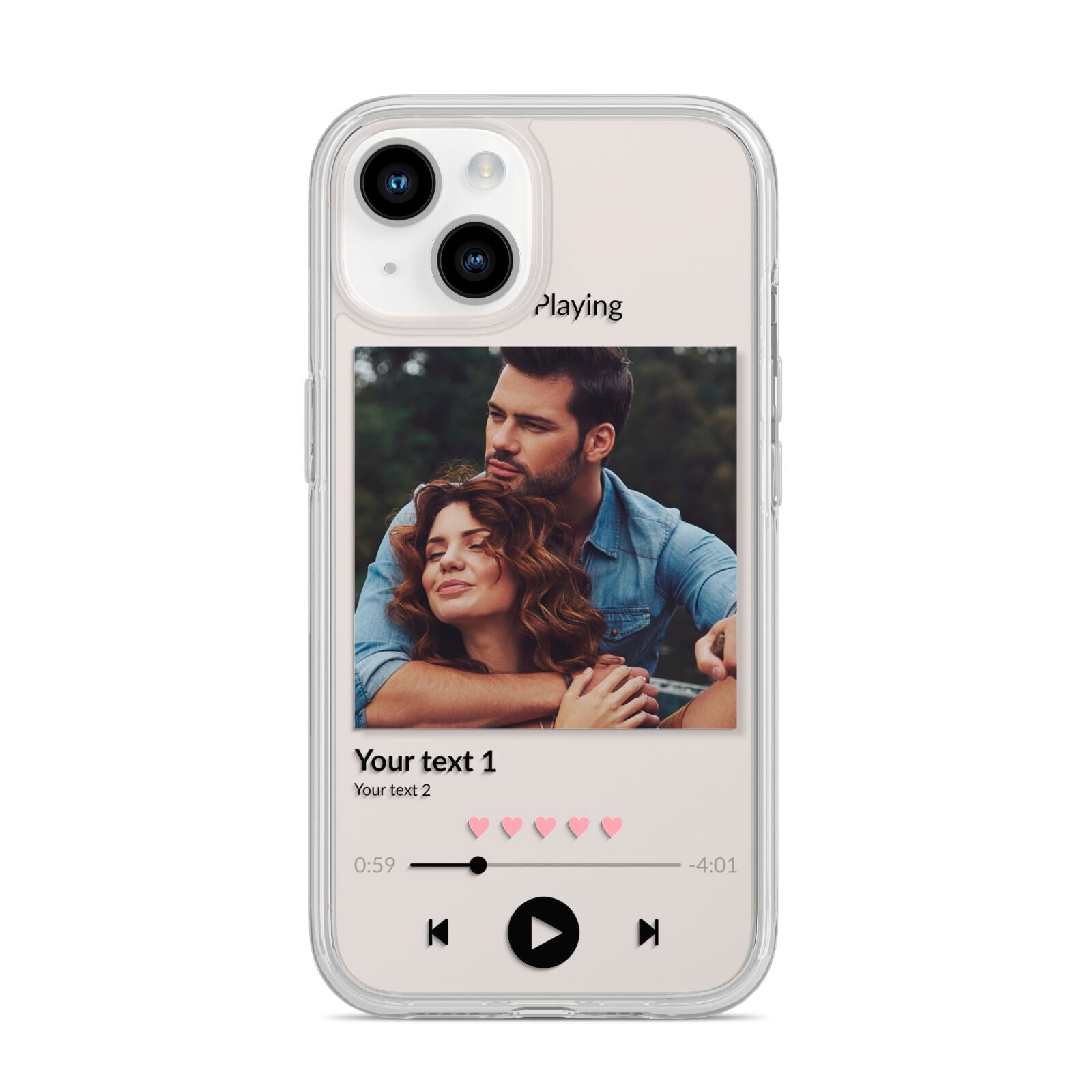 Personalised Photo Music iPhone 14 Clear Tough Case Starlight