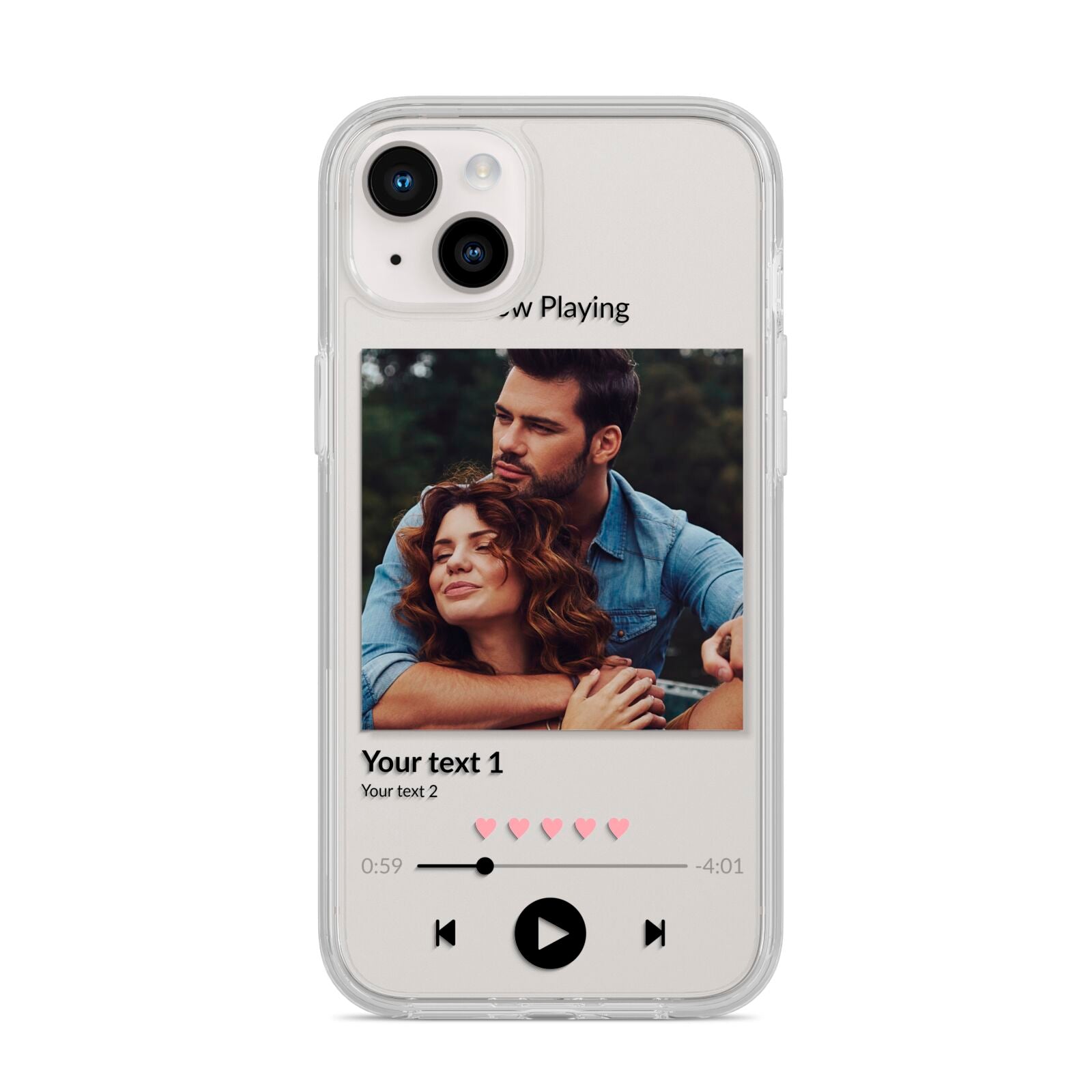 Personalised Photo Music iPhone 14 Plus Clear Tough Case Starlight