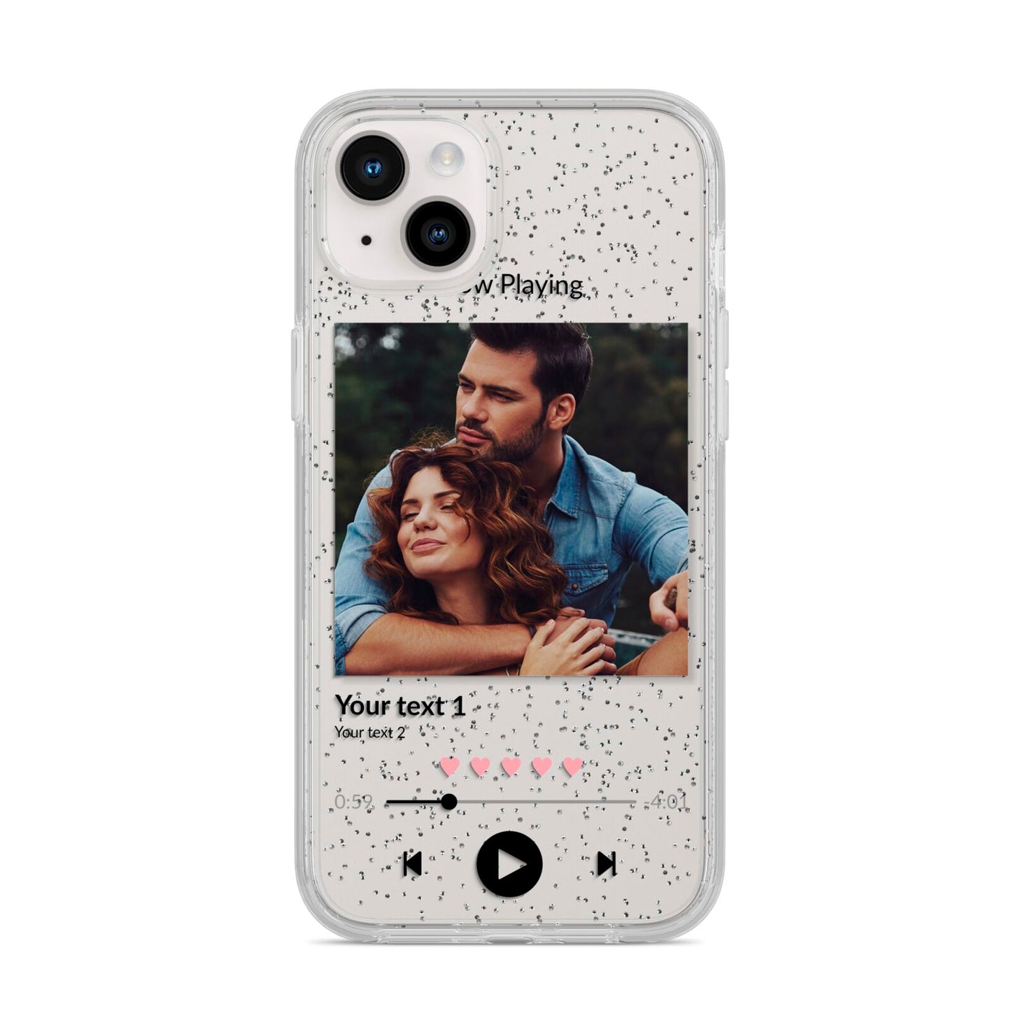 Personalised Photo Music iPhone 14 Plus Glitter Tough Case Starlight