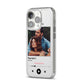 Personalised Photo Music iPhone 14 Pro Clear Tough Case Silver Angled Image