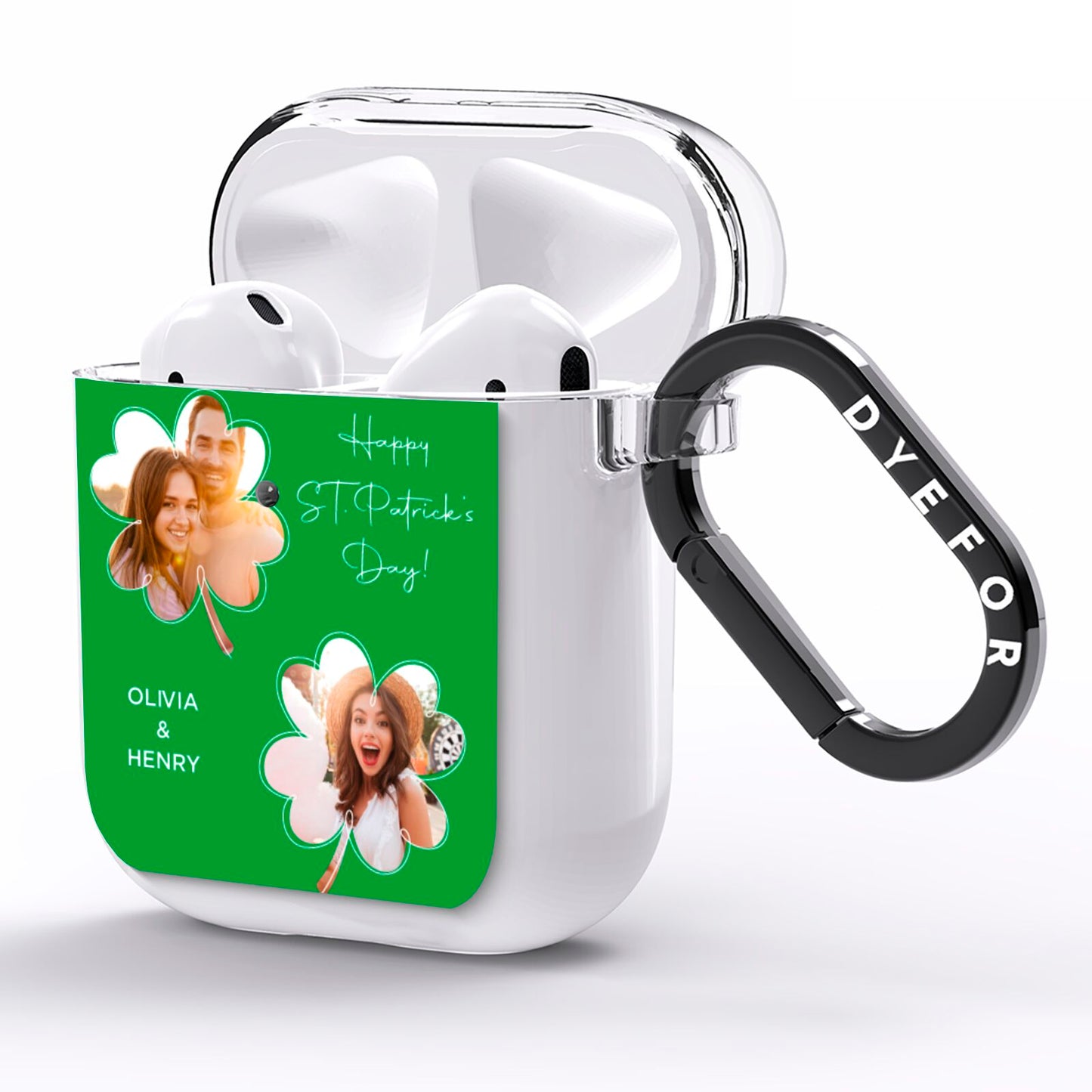 Personalised Photo St Patricks Day AirPods Clear Case Side Image