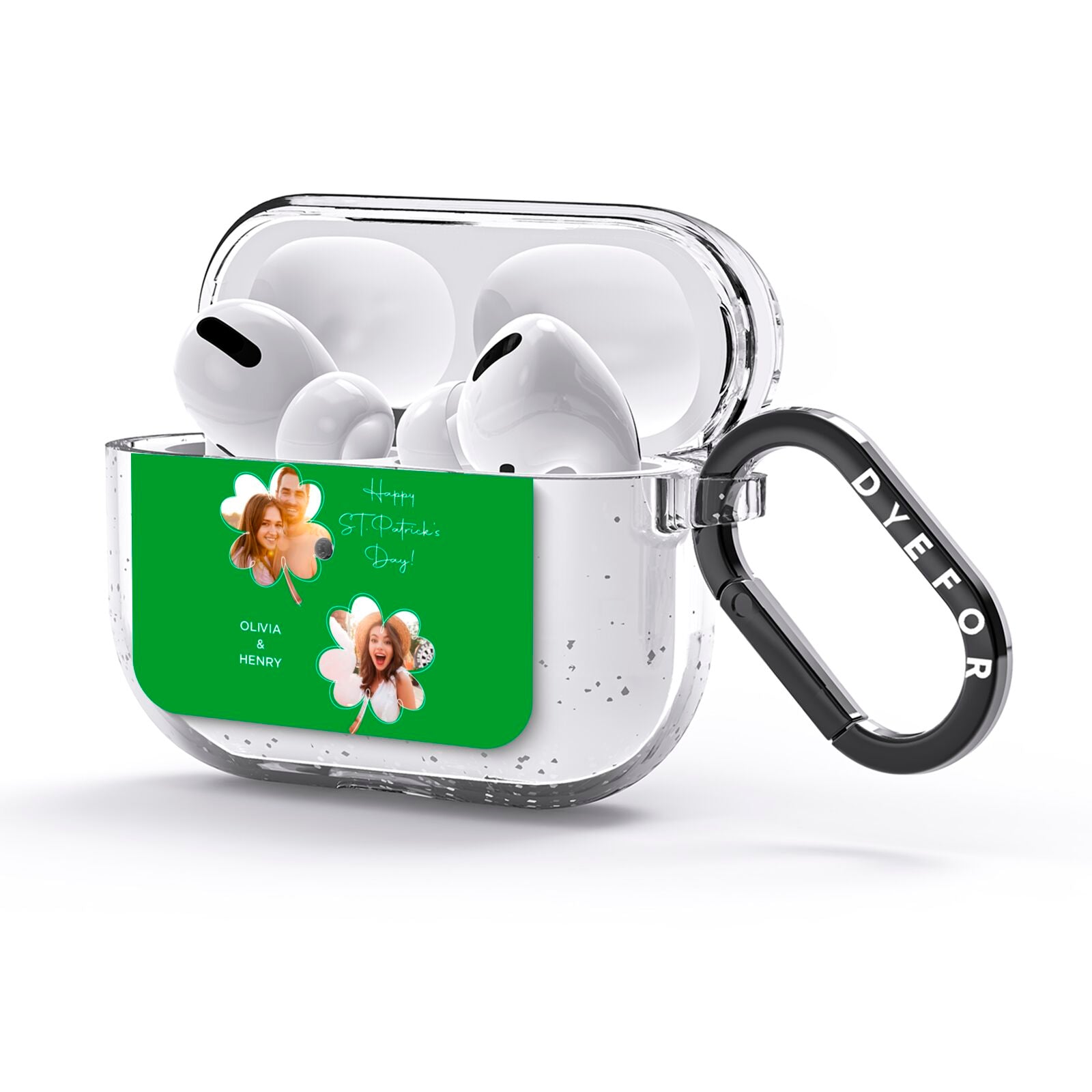 Personalised Photo St Patricks Day AirPods Glitter Case 3rd Gen Side Image