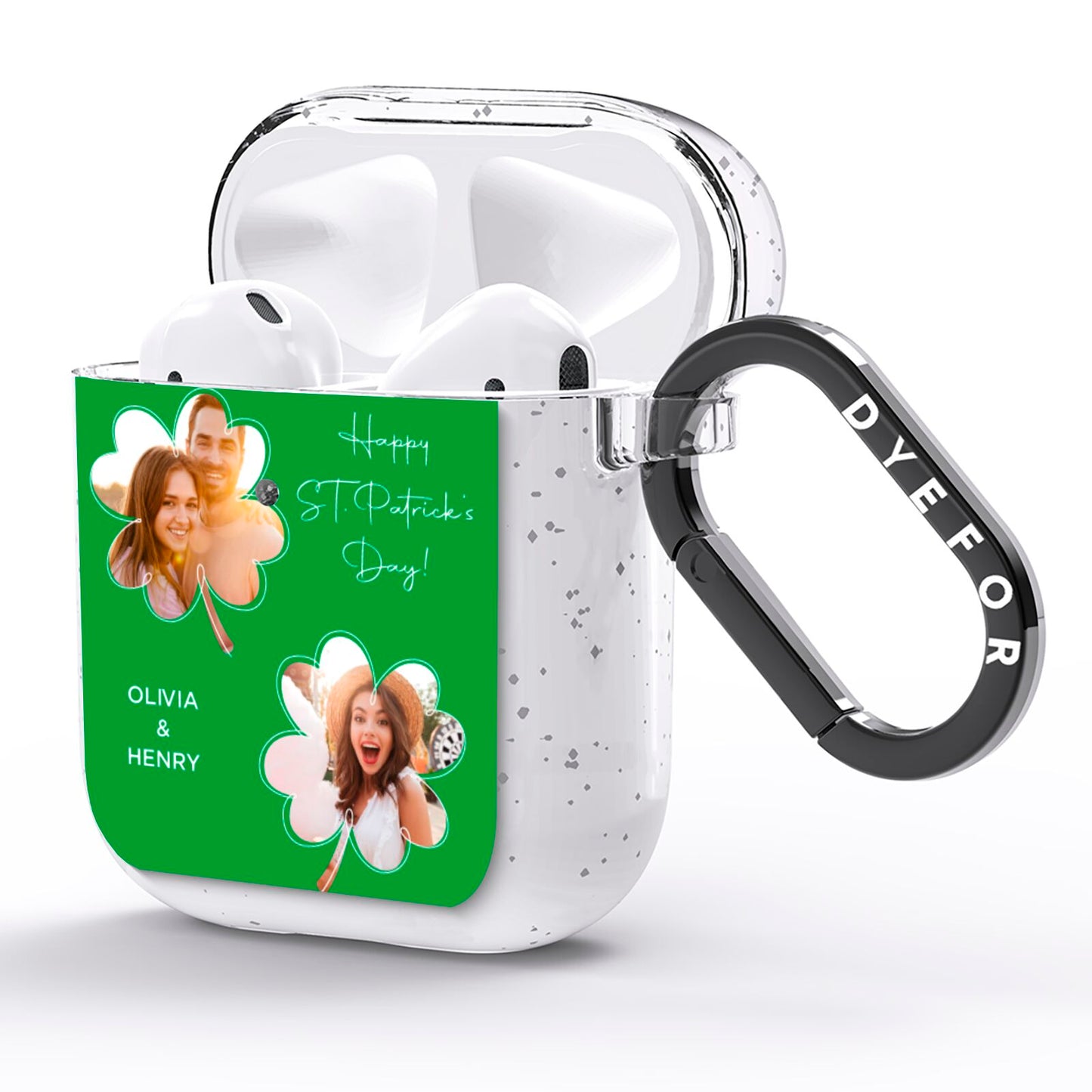 Personalised Photo St Patricks Day AirPods Glitter Case Side Image