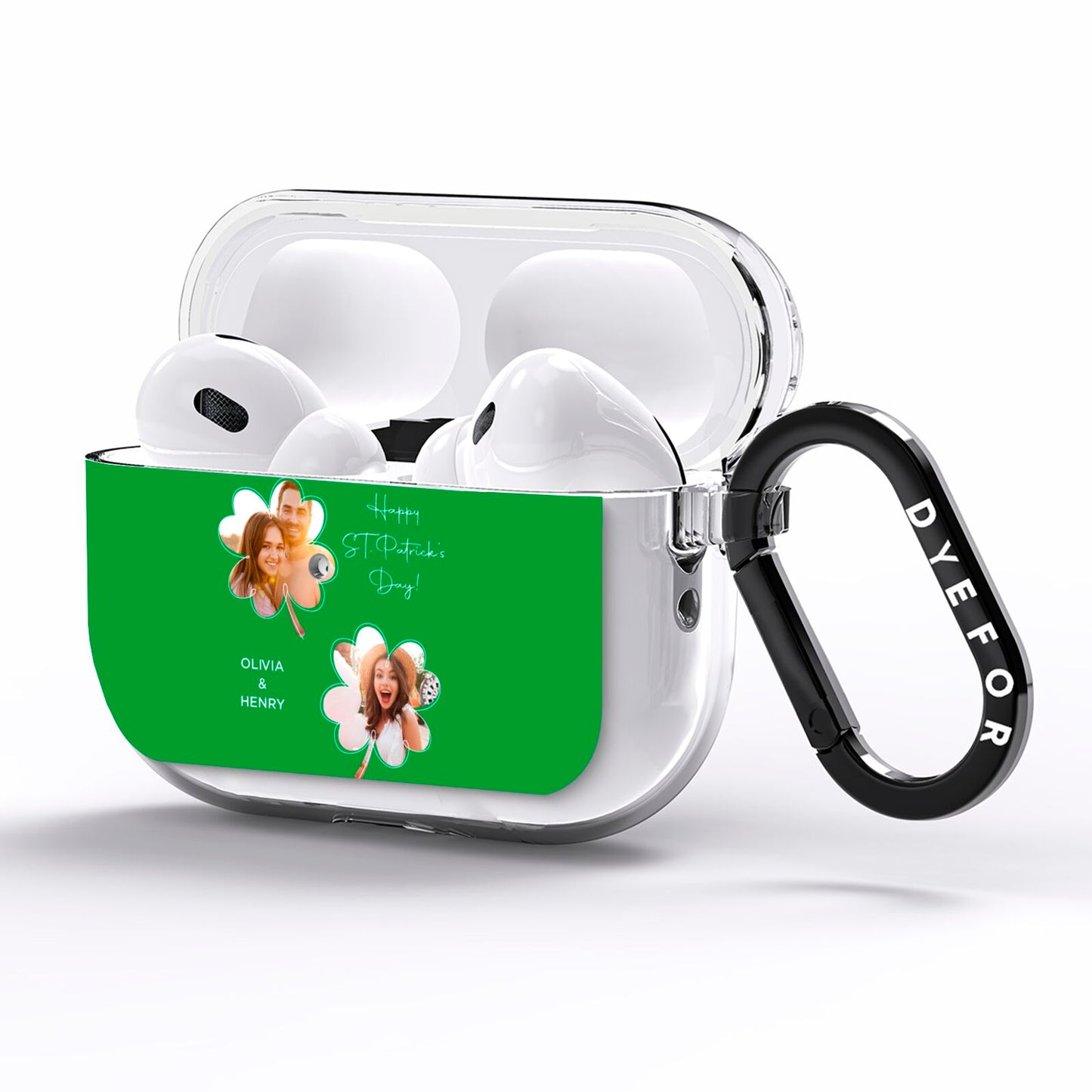 Personalised Photo St Patricks Day AirPods Pro Clear Case Side Image