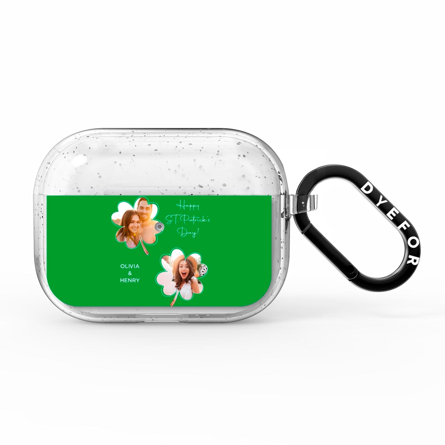 Personalised Photo St Patricks Day AirPods Pro Glitter Case