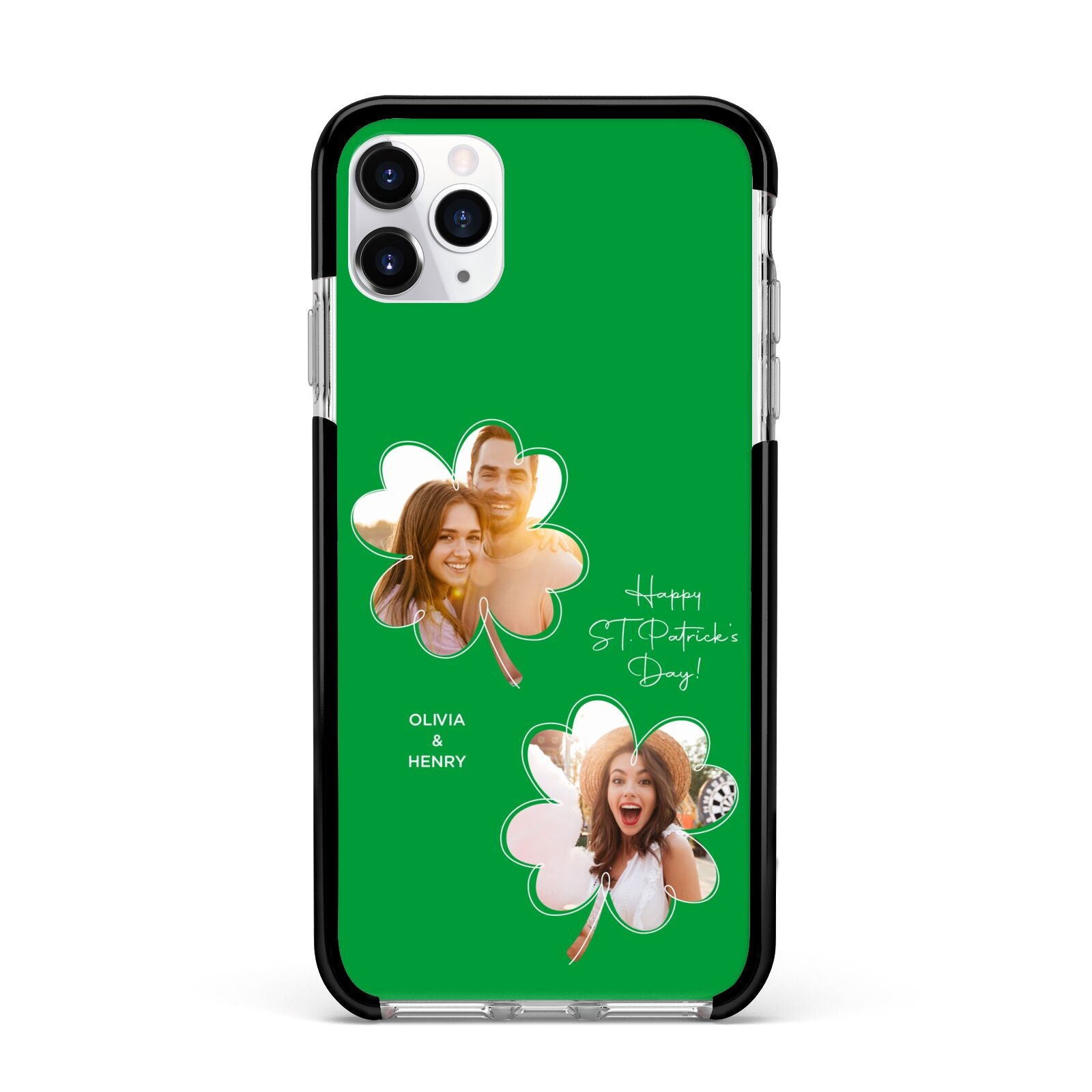 Personalised Photo St Patricks Day Apple iPhone 11 Pro Max in Silver with Black Impact Case