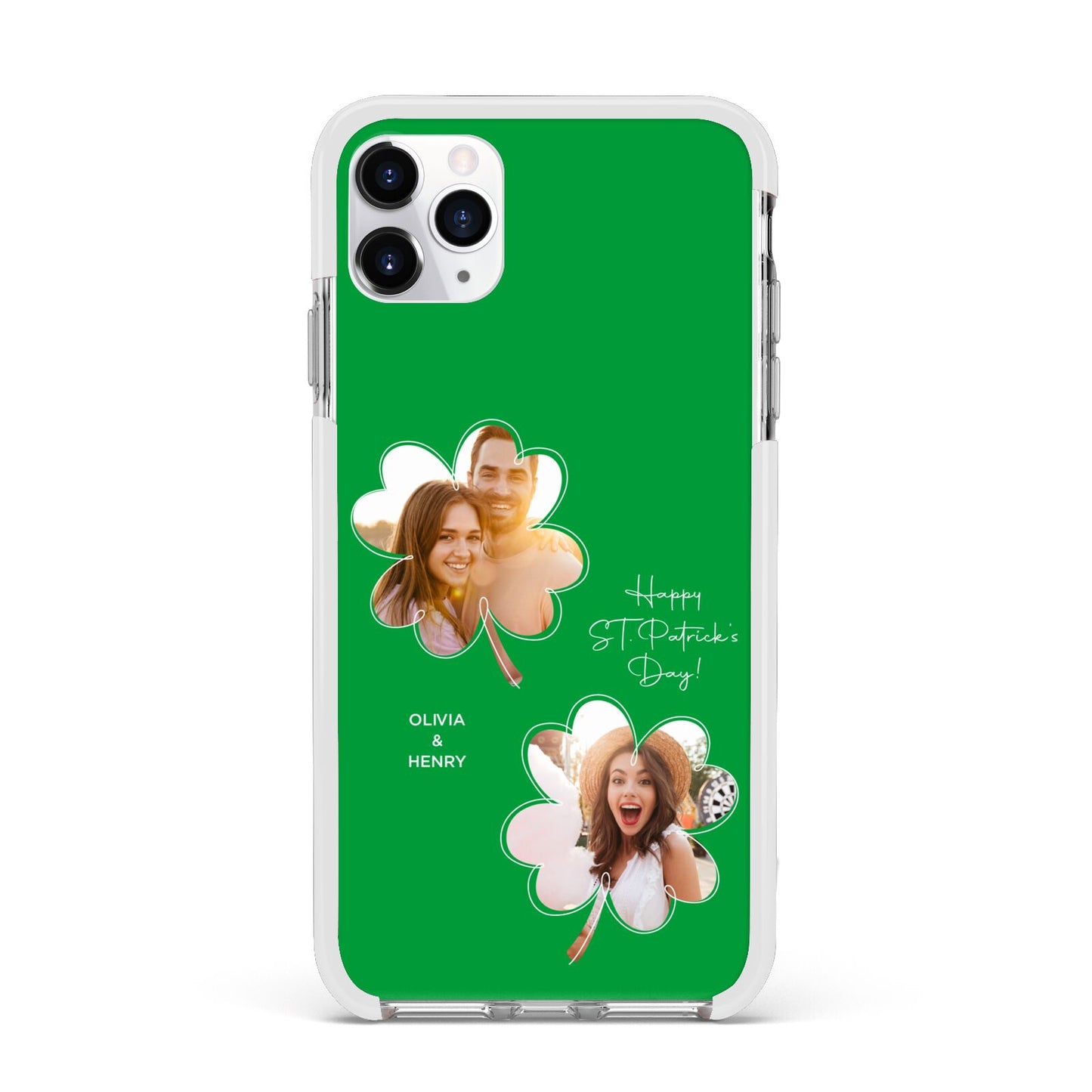 Personalised Photo St Patricks Day Apple iPhone 11 Pro Max in Silver with White Impact Case