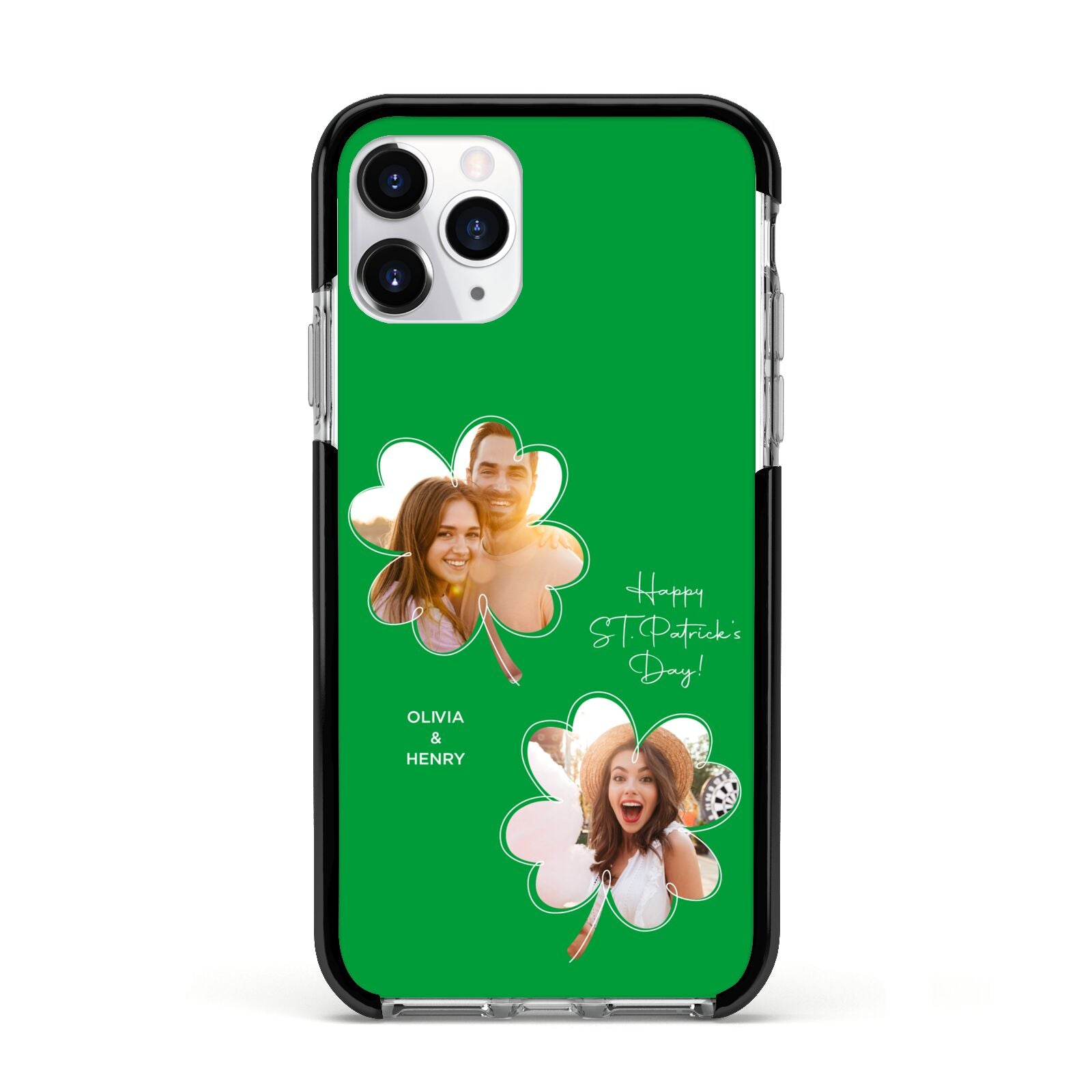 Personalised Photo St Patricks Day Apple iPhone 11 Pro in Silver with Black Impact Case