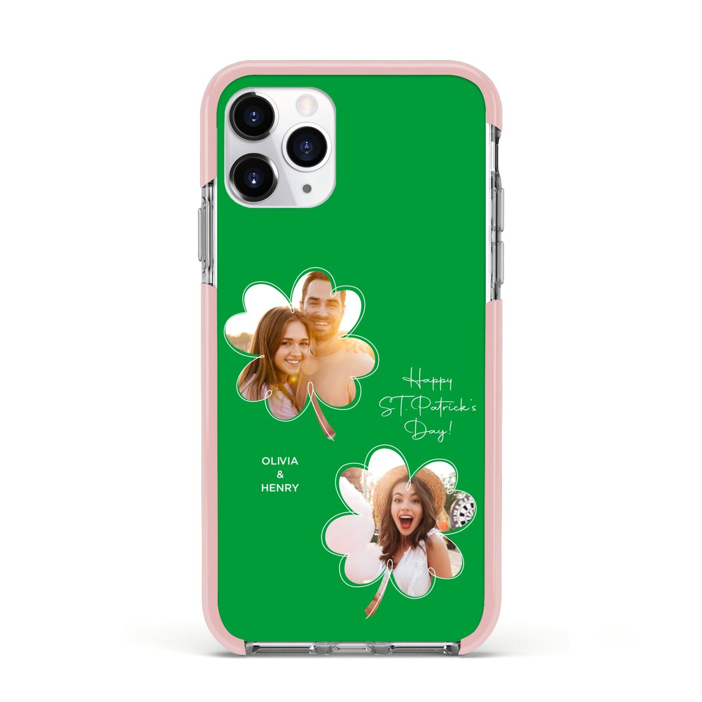 Personalised Photo St Patricks Day Apple iPhone 11 Pro in Silver with Pink Impact Case