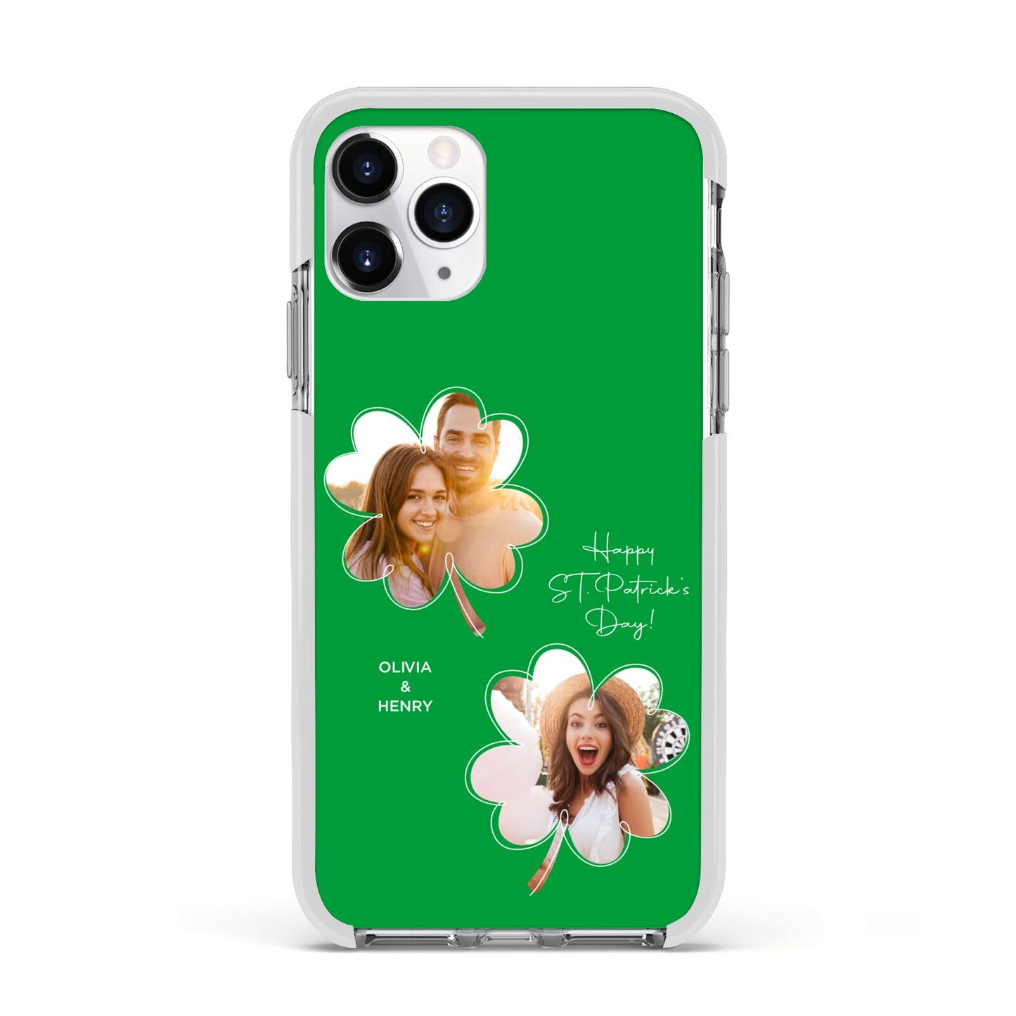 Personalised Photo St Patricks Day Apple iPhone 11 Pro in Silver with White Impact Case
