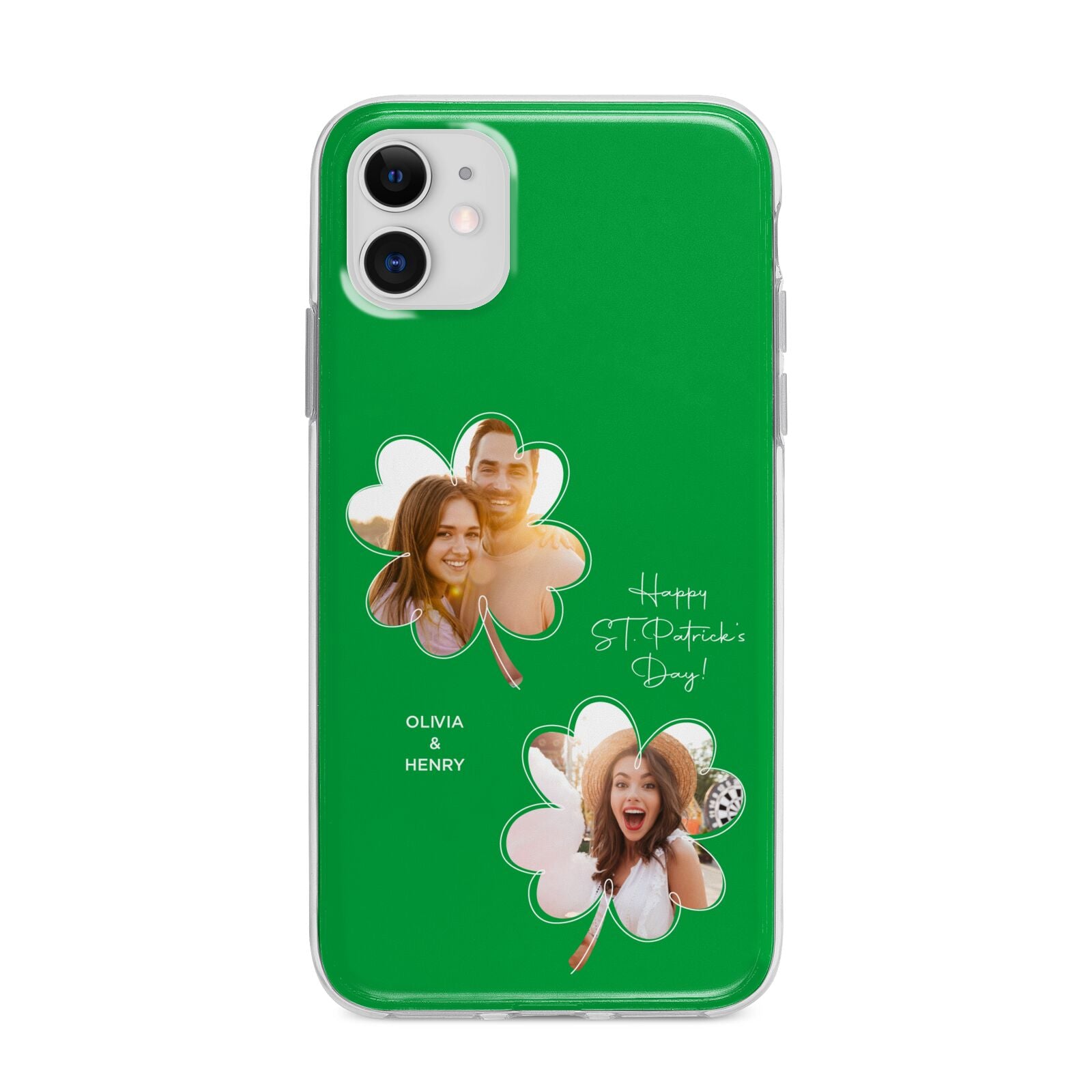 Personalised Photo St Patricks Day Apple iPhone 11 in White with Bumper Case