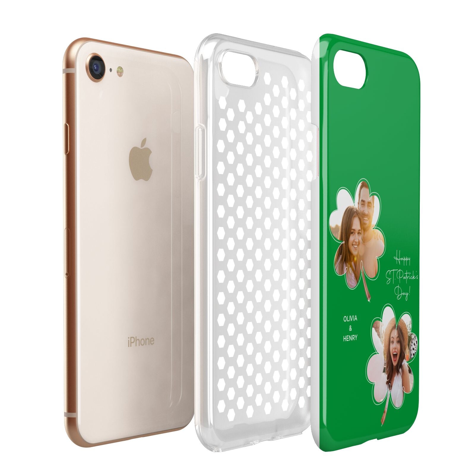 Personalised Photo St Patricks Day Apple iPhone 7 8 3D Tough Case Expanded View
