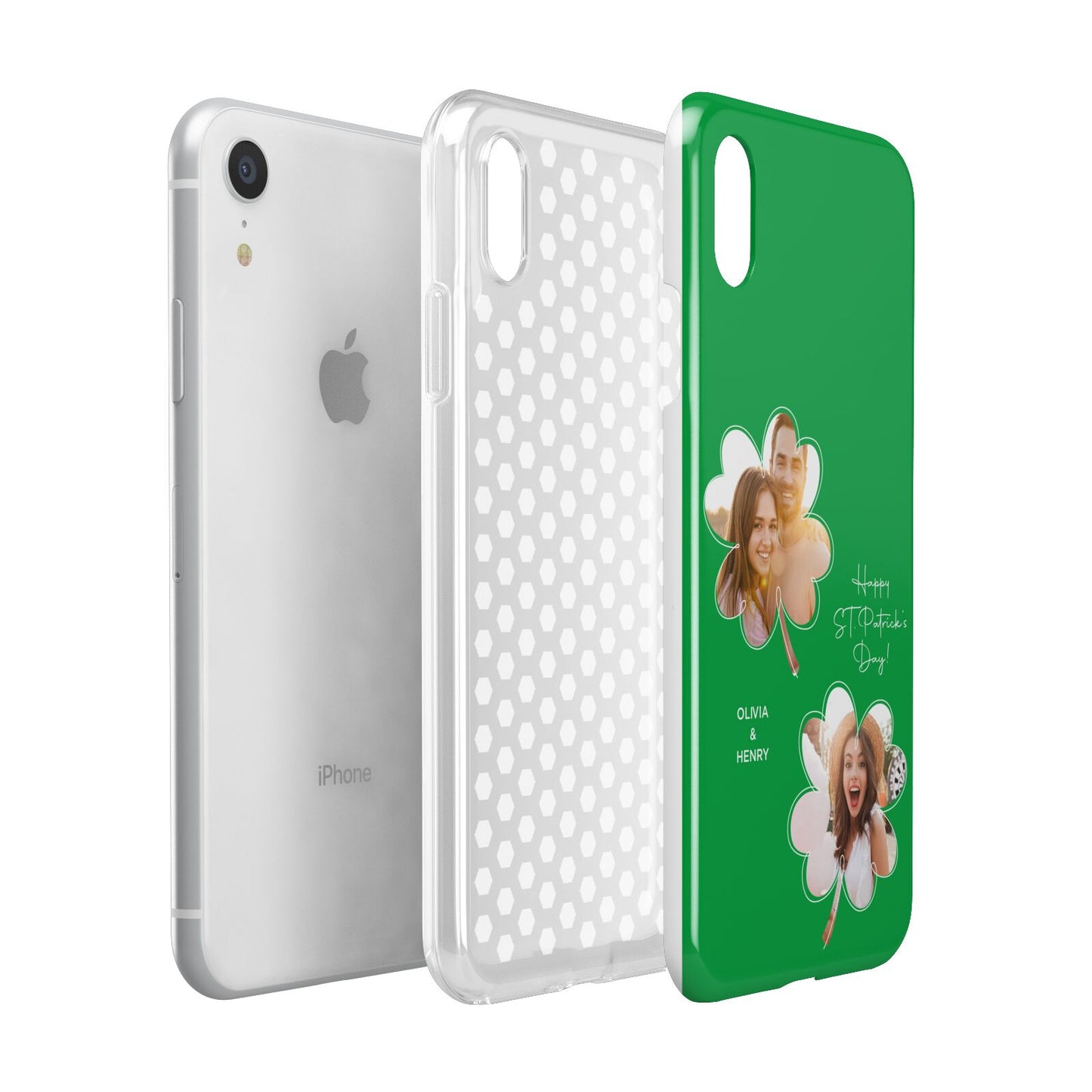 Personalised Photo St Patricks Day Apple iPhone XR White 3D Tough Case Expanded view