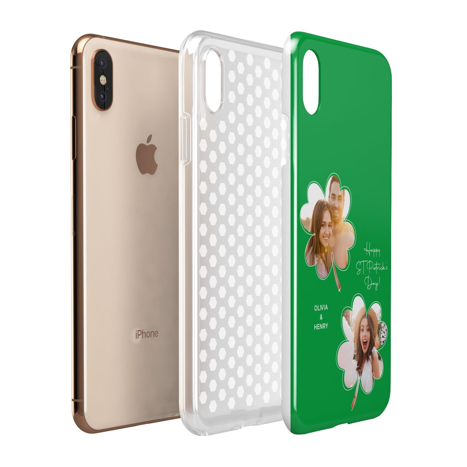 Personalised Photo St Patricks Day Apple iPhone Xs Max 3D Tough Case Expanded View
