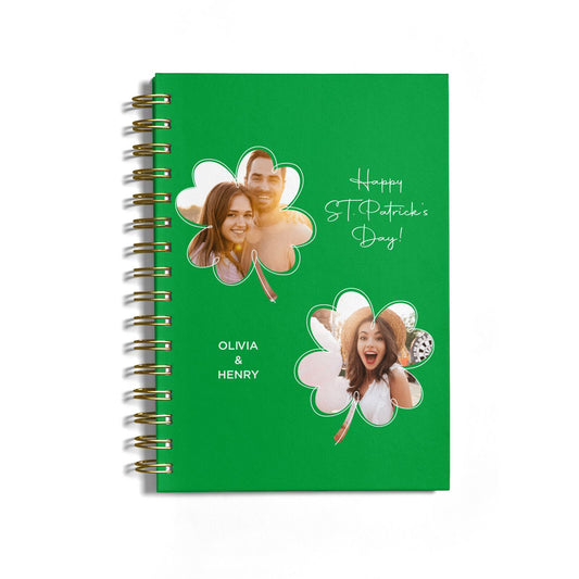 Personalised Photo St Patricks Day Notebook with Gold Coil