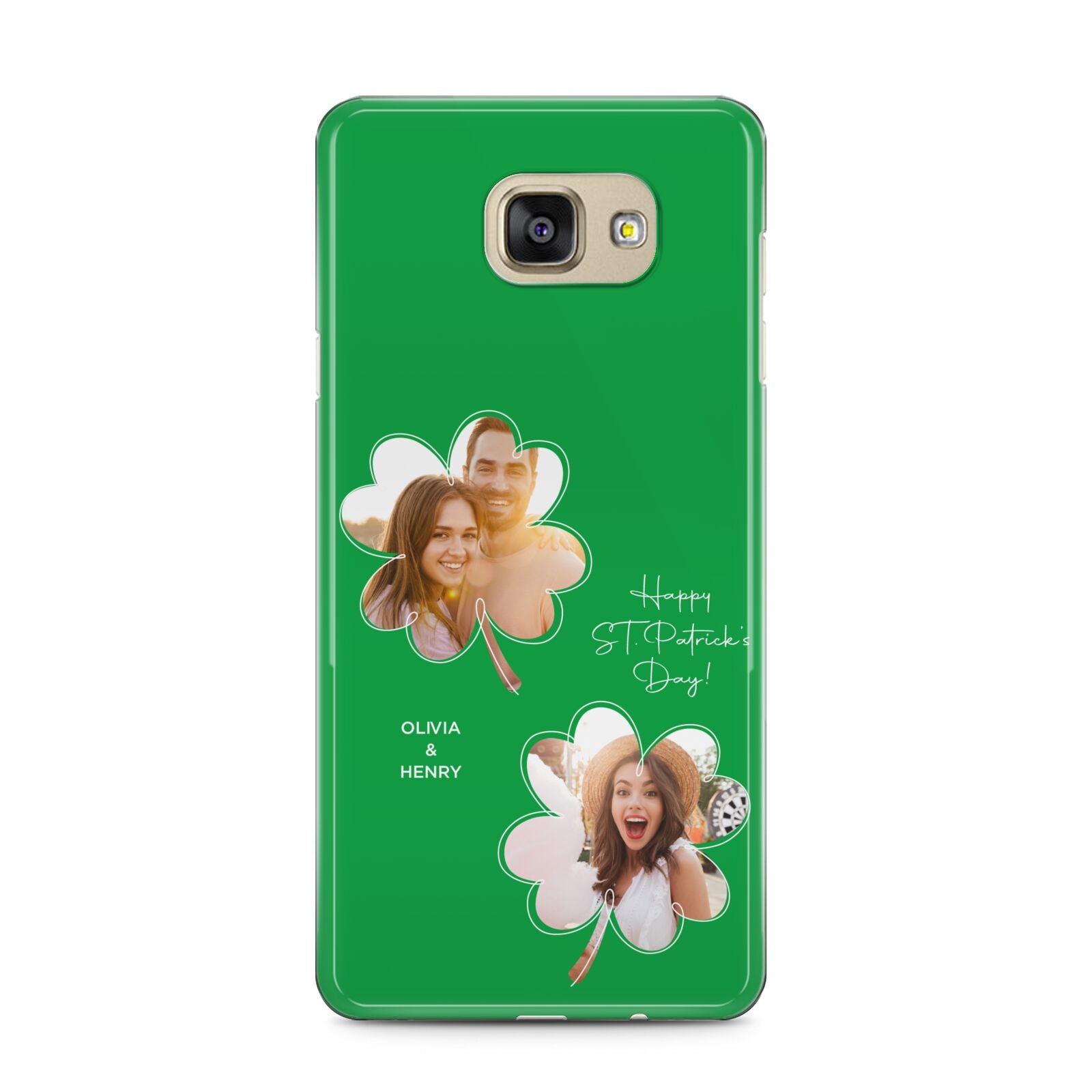 Personalised Photo St Patricks Day Samsung Galaxy A5 2016 Case on gold phone