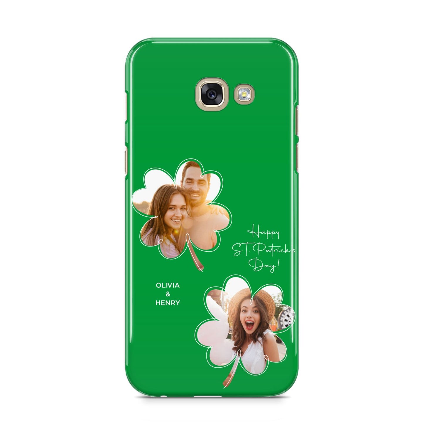 Personalised Photo St Patricks Day Samsung Galaxy A5 2017 Case on gold phone