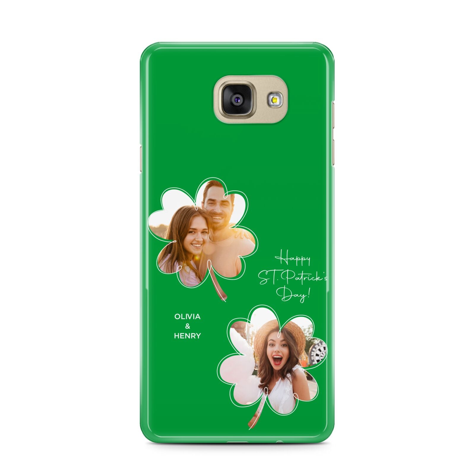 Personalised Photo St Patricks Day Samsung Galaxy A7 2016 Case on gold phone