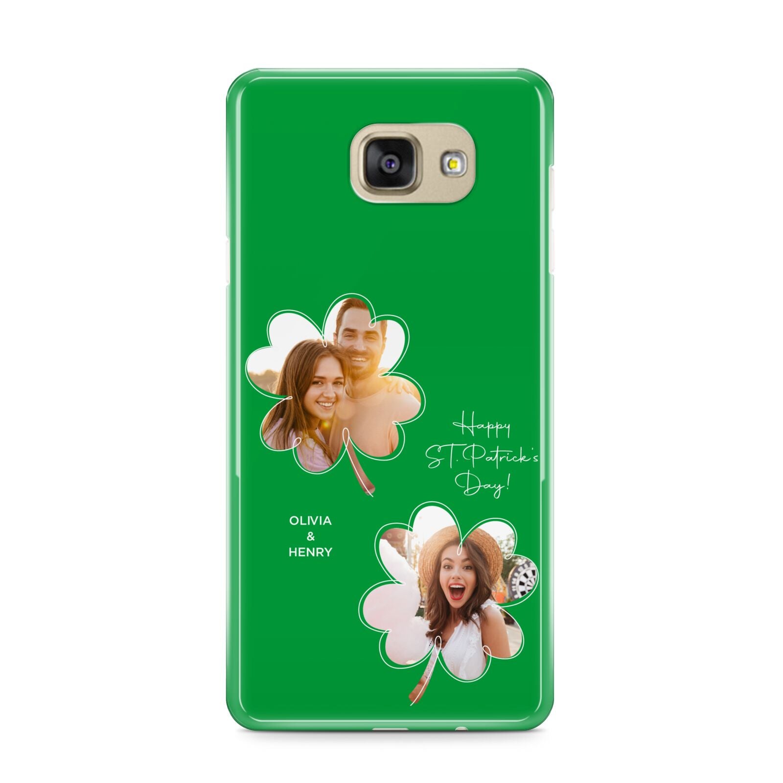 Personalised Photo St Patricks Day Samsung Galaxy A9 2016 Case on gold phone