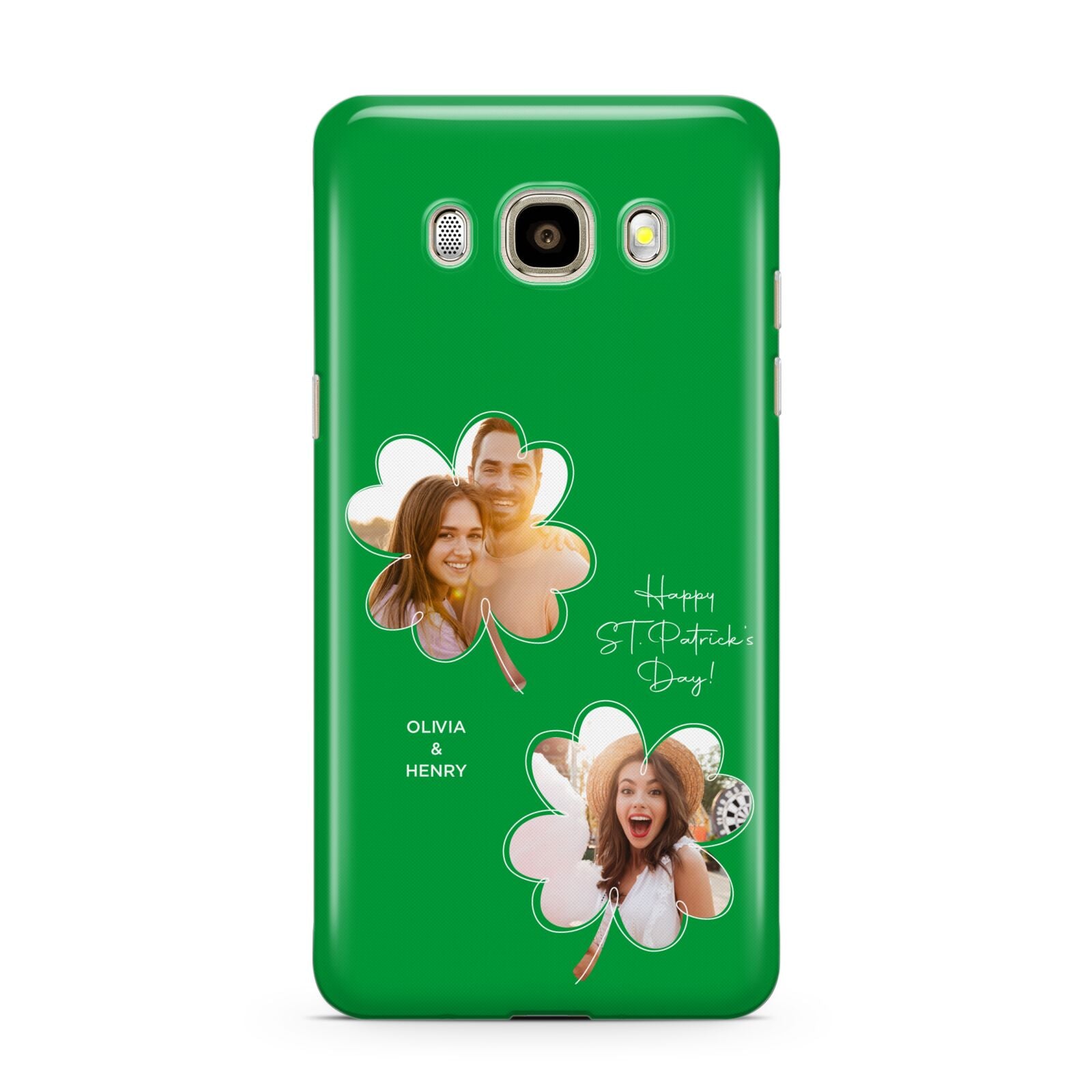 Personalised Photo St Patricks Day Samsung Galaxy J7 2016 Case on gold phone
