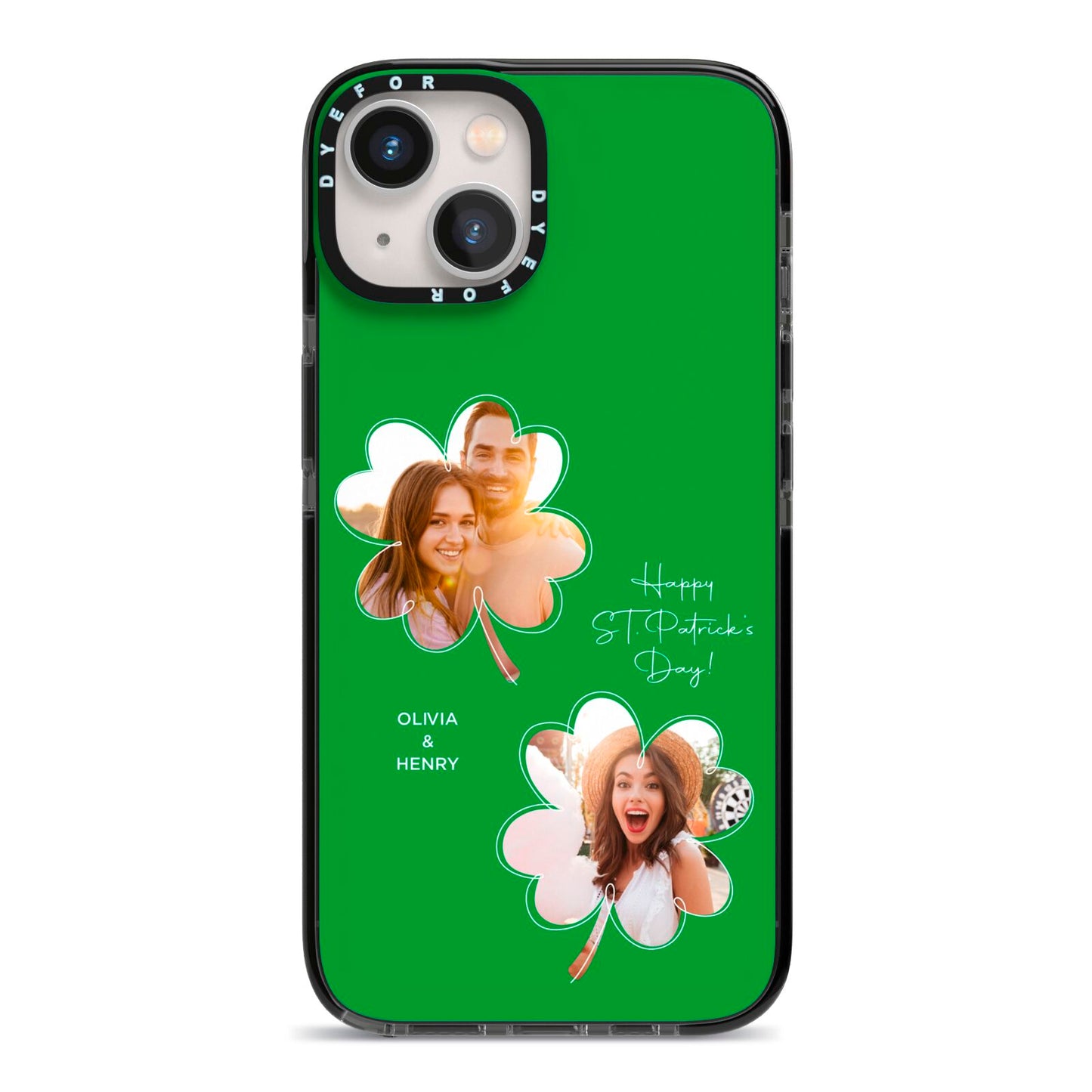 Personalised Photo St Patricks Day iPhone 13 Black Impact Case on Silver phone