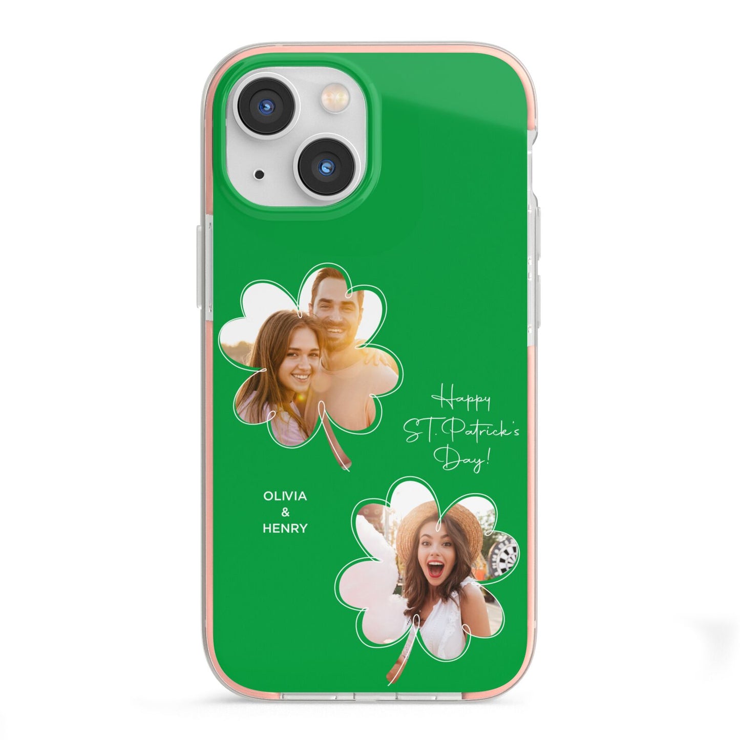 Personalised Photo St Patricks Day iPhone 13 Mini TPU Impact Case with Pink Edges