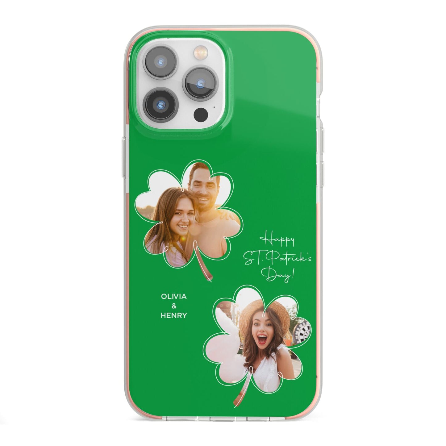 Personalised Photo St Patricks Day iPhone 13 Pro Max TPU Impact Case with Pink Edges