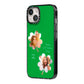 Personalised Photo St Patricks Day iPhone 14 Black Impact Case Side Angle on Silver phone