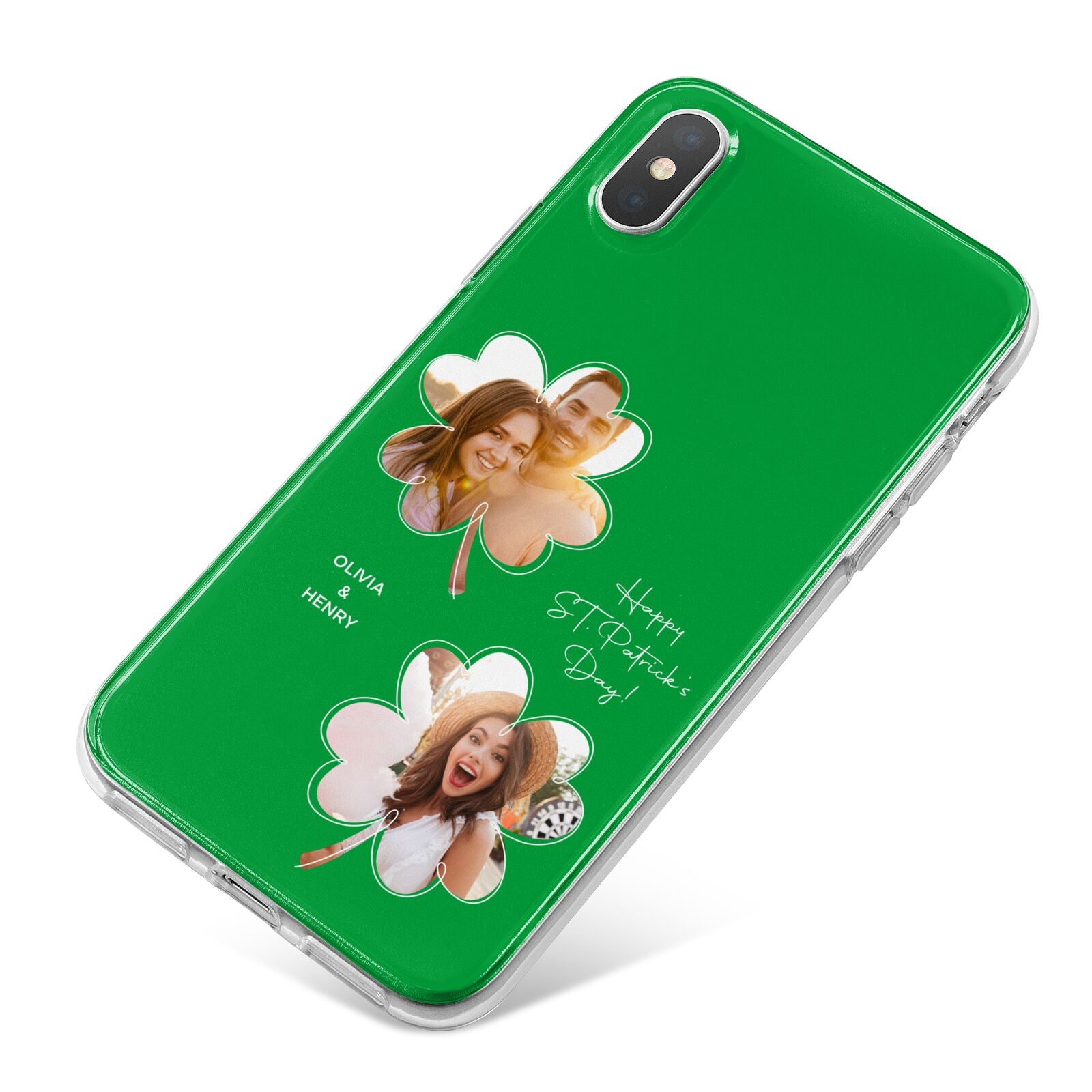 Personalised Photo St Patricks Day iPhone X Bumper Case on Silver iPhone