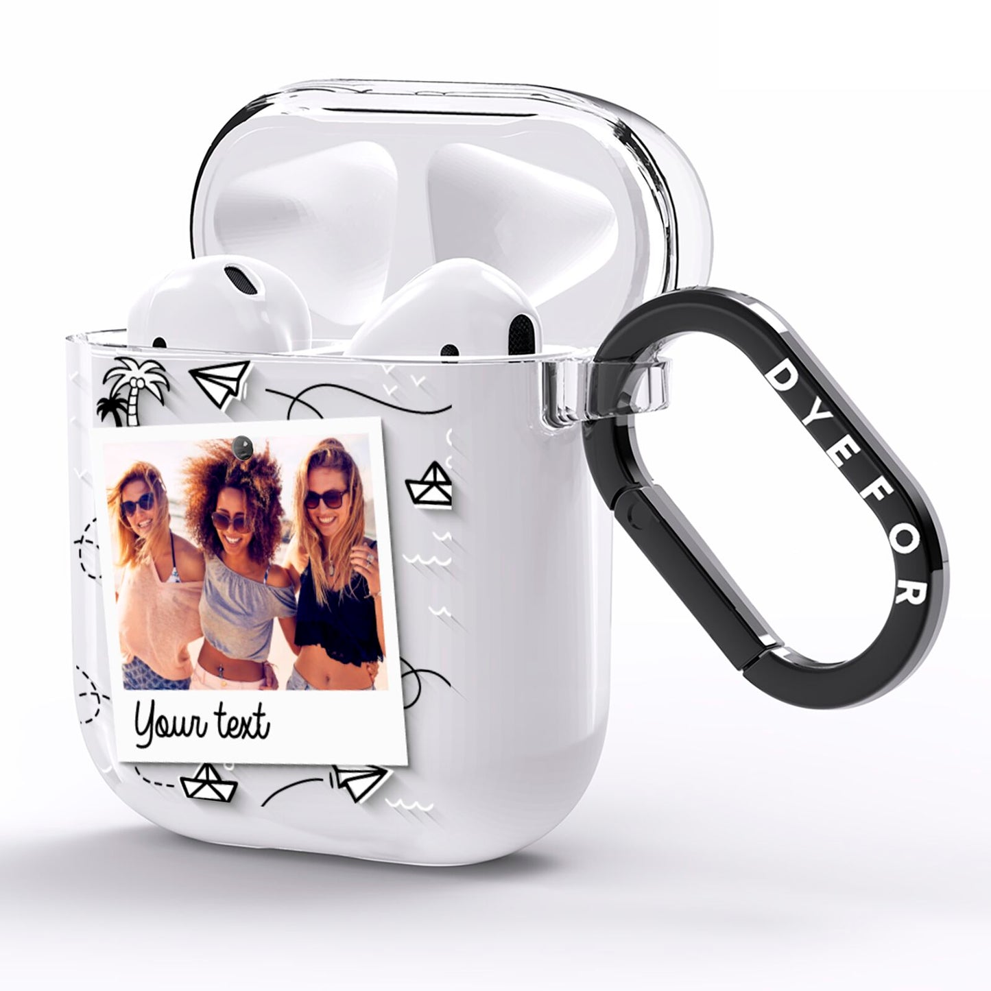 Personalised Photo Travel AirPods Clear Case Side Image