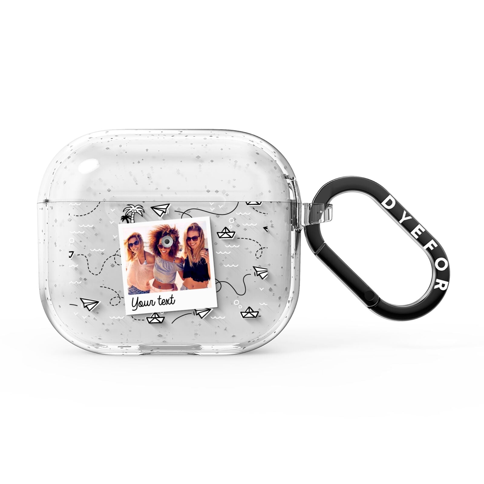 Personalised Photo Travel AirPods Glitter Case 3rd Gen