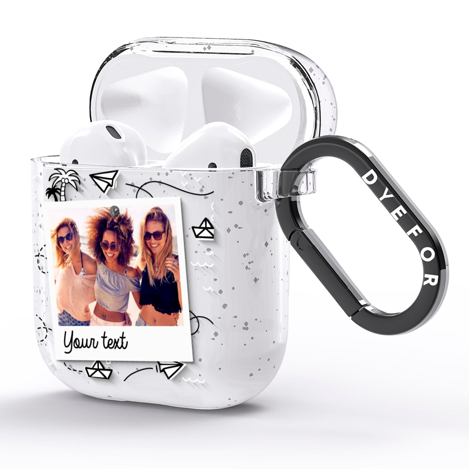 Personalised Photo Travel AirPods Glitter Case Side Image