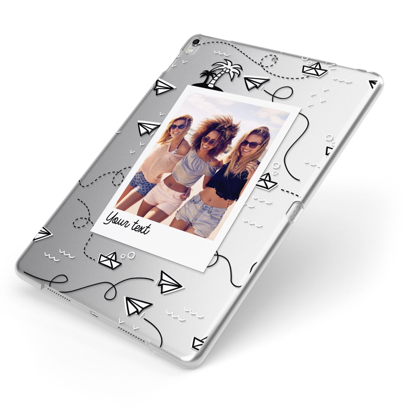 Personalised Photo Travel Apple iPad Case on Silver iPad Side View