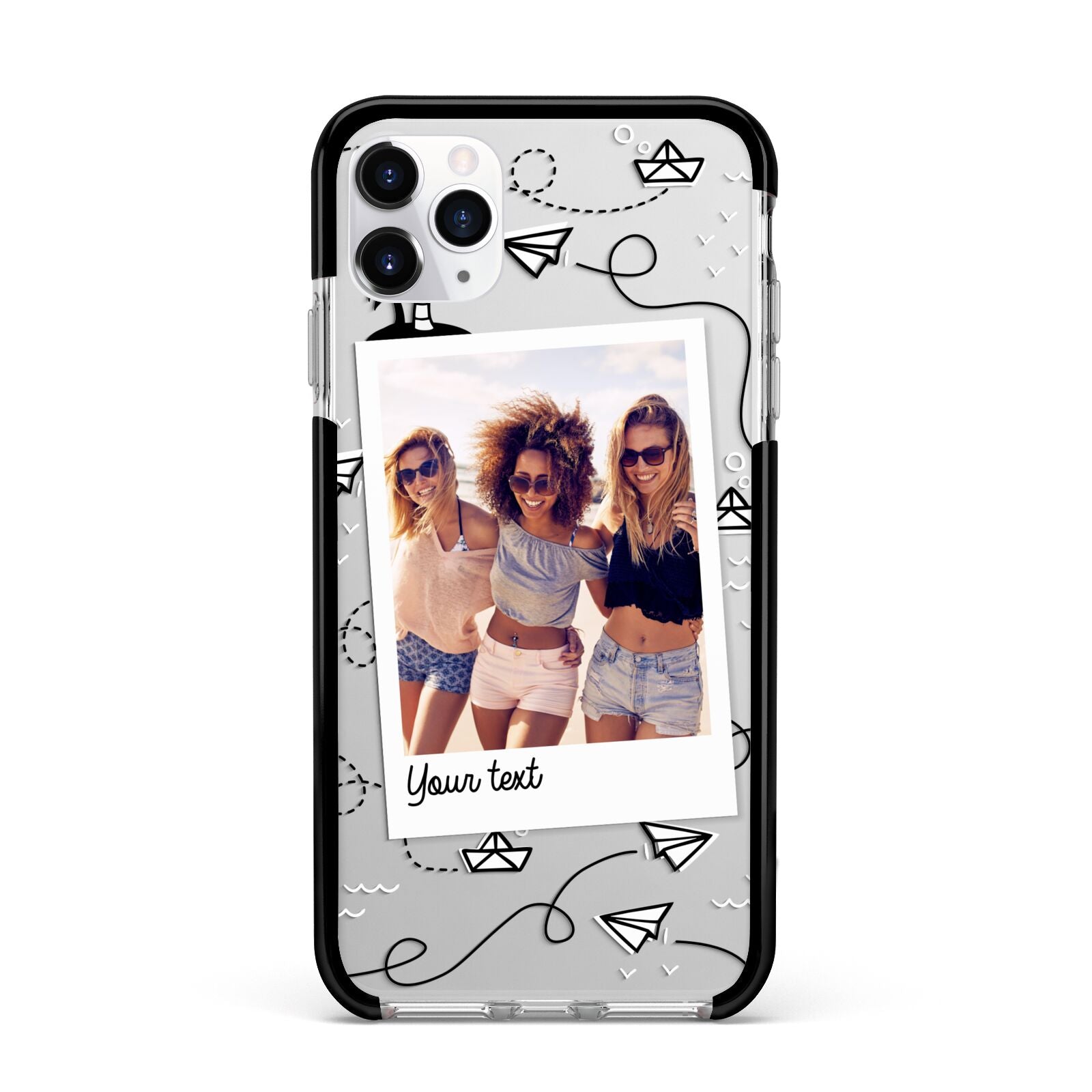 Personalised Photo Travel Apple iPhone 11 Pro Max in Silver with Black Impact Case
