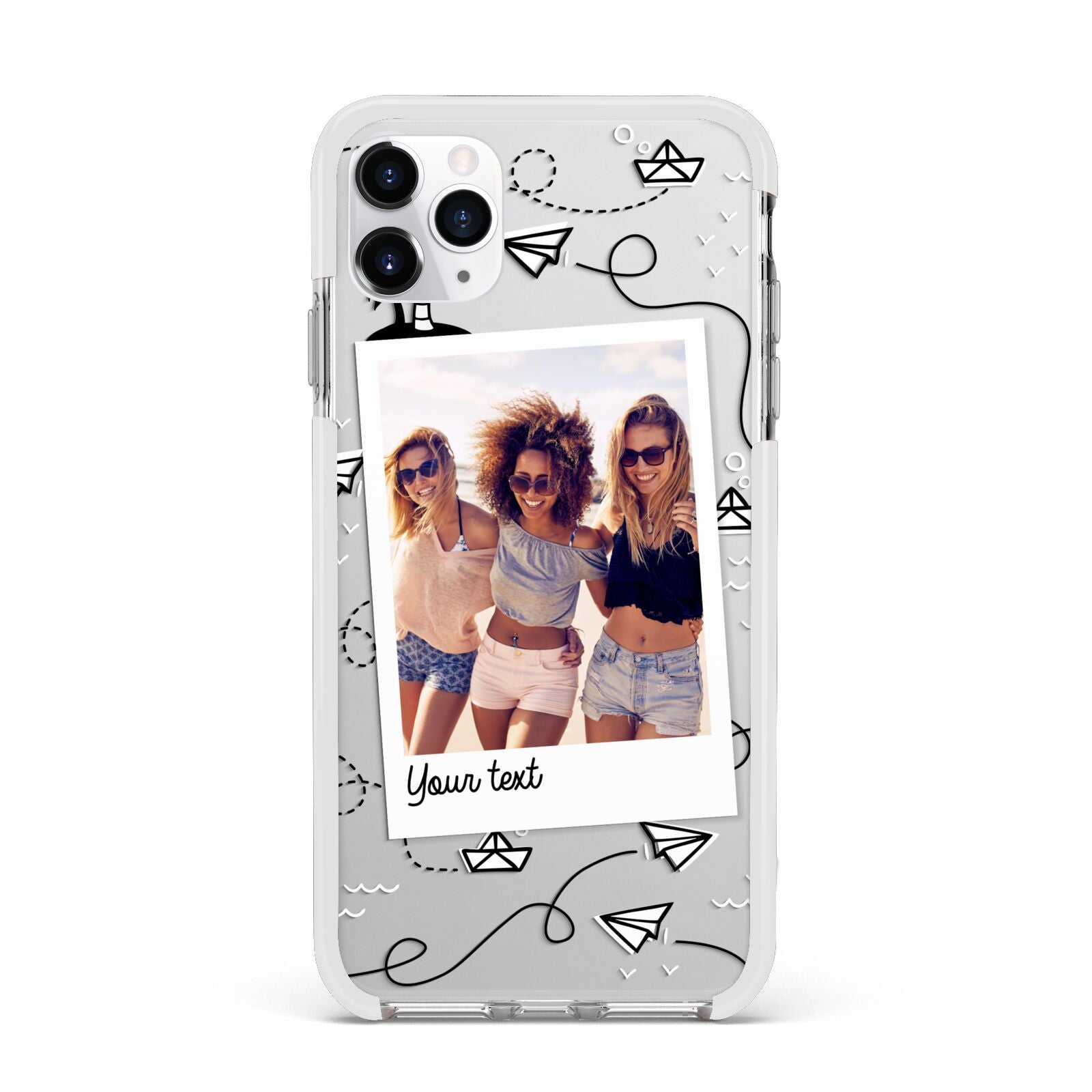 Personalised Photo Travel Apple iPhone 11 Pro Max in Silver with White Impact Case