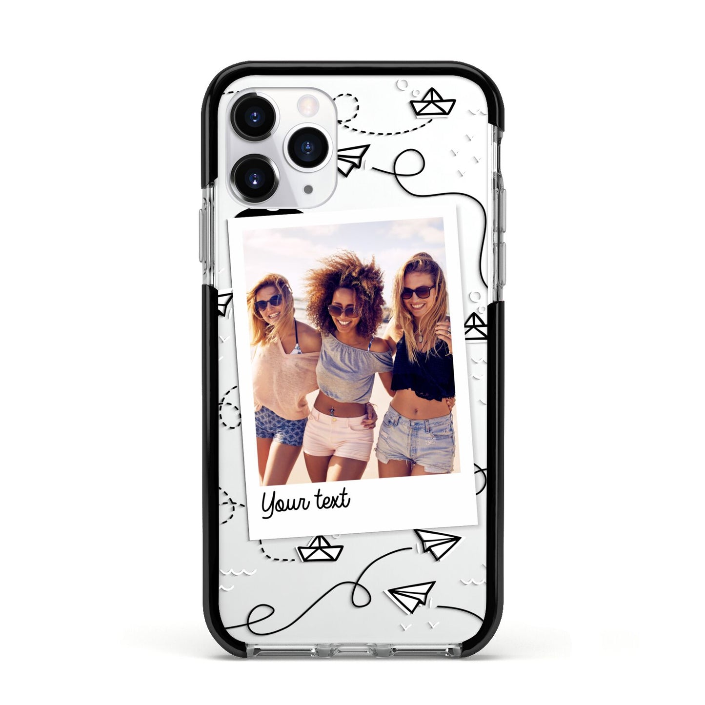 Personalised Photo Travel Apple iPhone 11 Pro in Silver with Black Impact Case