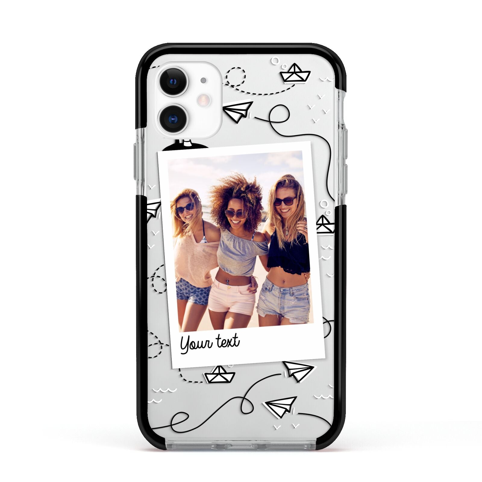 Personalised Photo Travel Apple iPhone 11 in White with Black Impact Case