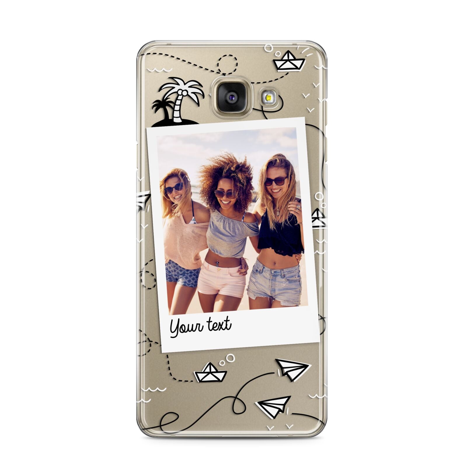Personalised Photo Travel Samsung Galaxy A3 2016 Case on gold phone